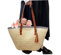 Ligeinsrk Sacchetta da spiaggia di spiaggia da donna borse da donna borsa per sacca da estiva intrecciata con zip e spalla per spalla per lo shopping da viaggio.