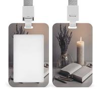 Light A Candle - Porta badge trasparente con cordino rimovibile, custodia verticale in plastica rigida per proteggere carte d'identità e carte di credito per ufficio e fabbrica