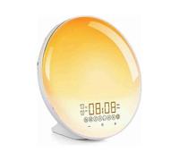 Light Alarm Clock, Morning Radio Alarm Clock with Light Effects, 20 Level Brightness Sensor Touch Function, Light Therapy Function with Alarm