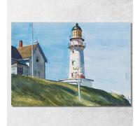 Light At Two Lights Faro A Due Luci Edward Hopper, eho24 Quadro Stampato su Tela Fine Art, Intelaiato Pronto da Appendere, assemblato a Mano, 40x30 cm