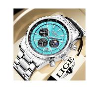 (Light blue) 2023 LIGE Top Brand Luxury New Men Watch Quartz Man Watches Waterproof Luminous Watch for Men Date Chronograph Sport Wristwatch