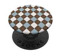 Light Blue and Brown Argyle Print Rhombus Geometric Preppy PopSockets PopGrip Adesivo