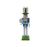 (Light blue) Celebrate Easters with 30.8cm Bunnies Nutcrackers Wooden Figurine Colorful Rabbit Ornament for Tabletop or Shelf Display Pink