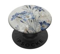 Light Blue Flower Lover Cute Girly Navy Floral Nature PopSockets PopGrip Adesivo