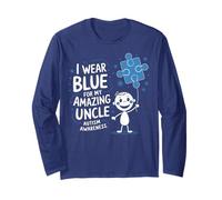 Light Blue I Wear Blue For My Uncle Autism Awareness Maglia a Manica