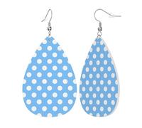 Light Blue Polka Dot Print Orecchini Stampato Orecchino In Pelle Leggera Orecchini In Pelle Per Carnevale Donne