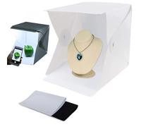 Light box fotografico Studio 24x24x22cm fotografico portatile Fotografia Luce LED Scatola Pieghevole Mini Light Box Con Sfondo a 2 Colori (Bianco, Nero)