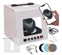 Light Box per studio fotografico, Mini tenda fotografica per appendere e posizionare gioielli, Studio per scatti di piccoli prodotti, 4 LED, staffa di sospensione e accessori completi(TB30)