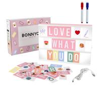 Light Box Rosa con 400 Lettere ed Emoji 2 Pennarelli Lavagna Luminosa con