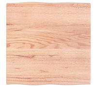 Light Brown Oak Wood Tabletop, 60 x 60 x 2 cm, Solid Treated Wood, Live Edge Design, Replacement for Coffee Table, Dining Table, Desktop Surface, Kitchen Countertop