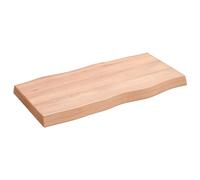 Light Brown Oak Wood Tabletop, 80 x 40 x 6 cm, Solid Treated Wood, Live Edge Design, Replacement for Coffee Table, Dining Table, Desktop, Kitchen Countertop
