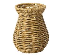 Light Brown Plastic Flower Vase with Woven Design for Simple Home Decoration