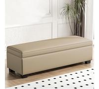 Light Brown Storage Ottoman Bench Upholstered Seating with Large Storage Space Versatile End of Bed Storage for Living Room & Bedroom (120 x 40 cm)