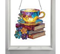 Light Catcher - Puzzle acrilico Libro decorativo | Ornamento artistico finestra luce solare effetto prismatico, pendente forma appendere giardino esterno, regalo i lettori