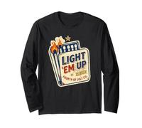 Light Em Up Quarto di luglio Patriottico Vintage Matchbook USA Maglia a Manica