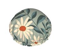 Light Gray Background Daisy & Plant Cuffia Da Bagno Per Donna Impermeabile Cuffia Doccia Riutilizzabile Cuffie Da Doccias Per Spa Viaggi Casa