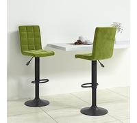 Light Green Velvet Bar Stools Set of 2, Counter Swivel Counter Height Chairs for Kitchen Island Dining Room