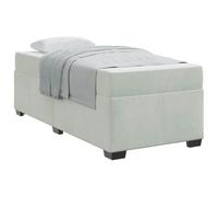 Light Grey Fabric Bed Frame 90 x 200 cm with Mattress, Velvet Upholstered Single Bed for Bedroom Guest Room, Engineered Wood Base Slatted Support Medium Firm Comfort 140 kg Weight Capacity