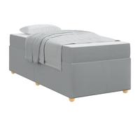 Light Grey Fabric Upholstered Bed Frame with Medium Firm Mattress 90x190cm Single Short, Engineered Wood Platform Bed with Black Legs, Easy Assembly, Modern Minimalist Design for Bedroom Guest Room