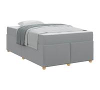Light Grey Fabric Upholstered Bed Frame with Medium Firm Pocket Sprung Mattress 120x190 cm Engineered Wood Platform Bed with Mattress Included for Small Double Bedroom Modern Legs Easy Assembly