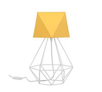 Light-Home Abat Jour da Comodino Moderne Lampada da Tavolo - Elegante Lampada da Comodino con Paralume in Tessuto per Camera da Letto e Salotto - Lampadina E27-40x23,5 cm - Bianco e Giallo