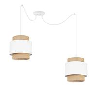 Light-Home Boho Lampadario a Sospensione - Lampadario Ragno per Soggiorno Camera da Letto e Cucina - Lampade a Sospensione in Metallo con Paralume Moderno - E27-2 Luce - Bianco e Iuta