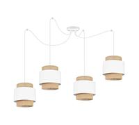 Light-Home Boho Lampadario a Sospensione - Lampadario Ragno per Soggiorno Camera da Letto e Cucina - Lampade a Sospensione in Metallo con Paralume Moderno - E27-4 Luce - Bianco e Iuta