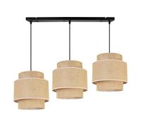 Light-Home Boho Lampadario a Sospensione - Lampadario Ragno per Soggiorno Camera da Letto e Cucina - Lampade a Sospensione in Metallo con Paralume Moderno - E27-3 Luce - Base Nera e Juta