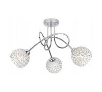 Light-Home Crystal Lampadario da Soffitto Industriale - Lampadari Moderni Per Soggiorno Camera da Letto e Cucina - Lampade da Soffitto in Metallo e con Paralume Vetro - a 3 Luci - E27 - Cromo