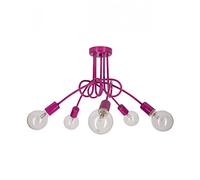 Light-Home Edison 5 Lampadario da Soffitto Industriale - Lampadari Moderni Per Soggiorno Camera da Letto e Cucina in Metallo - a 5 Luci - E27 - Viola