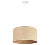 Light-Home Juta Lampadario a Sospensione - Lampade a Sospensione in Metallo con Paralume Moderno - E27-1-Luce 35 cm - Bianco Base e Juta