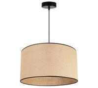 Light-Home Juta Lampadario a Sospensione - Lampade a Sospensione in Metallo con Paralume Moderno - E27-1-Luce 40 cm - Nero Base e Juta e Nero Nastro