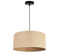 Light-Home Juta Lampadario a Sospensione - Lampade a Sospensione in Metallo con Paralume Moderno - E27-1-Luce 40 cm - Nero Base e Juta