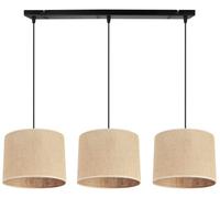 Light-Home Juta Lampadario a Sospensione - Lampade a Sospensione in Metallo con Paralume Moderno - E27-3-Luce 20 cm - Nero Base e Juta