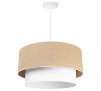 Light-Home Juta Lampadario a Sospensione - Lampade a Sospensione in Metallo con Paralume Moderno - E27 - Torta 1-Luce 45 cm - Bianco Base e Juta e Bianco