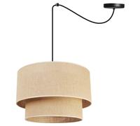 Light-Home Juta Lampadario a Sospensione - Lampade a Sospensione Ragno in Metallo con Paralume Moderno - E27 - Torta 1-Luce 40 cm - Nero Base e Juta