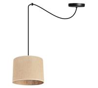 Light-Home Juta Lampadario a Sospensione - Lampade a Sospensione Ragno in Metallo con Paralume Moderno - E27-1-Luce 20 cm - Nero Base e Juta