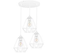 Light-Home Lampadario a sospensione Corral - Lampadario industriale per soggiorno, camera da letto e cucina - Lampade a sospensione in metallo con paralume moderno - 3 Luci - bianco - ovale