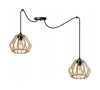 Light-Home Lampadario a Sospensione - Lampadario Ragno per Soggiorno Camera da Letto e Cucina - Lampade a Sospensione in Metallo e Legno con Paralume Moderno - 2 Luces - E27 - Carattere unico