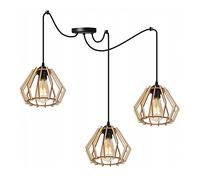 Light-Home Lampadario a Sospensione - Lampadario Ragno per Soggiorno Camera da Letto e Cucina - Lampade a Sospensione in Metallo e Legno con Paralume Moderno - 3 Luces - E27 - Carattere unico