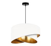 Light-Home Milano Lampadario a Sospensione - Lampadario Industriale per Soggiorno Camera da Letto e Cucina - Lampade a Sospensione in Metallo e con Paralume di Velluto - E27 - Bianco e Oro