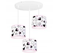 Light-Home - MINNIE - Lampadario a Sospensione - Lampade a Sospensione in Metallo con Paralume Moderno - E27-3-Luce Oval - Bianco e Rosa