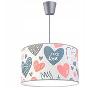 Light-Home - ORANGE HEART - Lampadario a Sospensione - Lampade a Sospensione in Metallo con Paralume Moderno - E27-1-Luce 35 cm - Arancione e Grigio