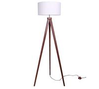 Light-Home Piantana Lampada da Terra Moderna - Lampada da Terra Salotto Camera da Letto e Ufficio - Elegante Lampada in Legno con Paralume in Tessuto e Interruttore a Pedale - Palissandro e Grigio