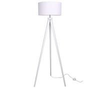 Light-Home Piantana Lampada da Terra Moderna - Lampada da Terra Salotto Camera da Letto e Ufficio - Elegante Lampada in Legno con Paralume in Tessuto e Interruttore a Pedale - Bianca e Grigio Chiaro