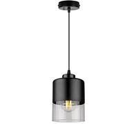 Light-Home Rome Lampadario a Sospensione - Lampadario Industriale per Soggiorno Camera da Letto e Cucina - Lampade a Sospensione in Metallo e con Paralume Vetro - E27 - Nero