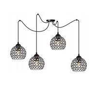 Light-Home Spider Crystal Lampadario a Sospensione - Lampadario Ragno per Soggiorno Camera da Letto e Cucina - Lampade a Sospensione in Vetro con Paralume Moderno - 4 Luce - E27 - Nero