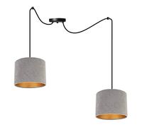 Light-Home Spider Milan Lampadario a Sospensione - Lampadario Ragno - Lampade a Sospensione in Tessuto con Paralume Moderno - 2 Luce - E27 - Grigio e Oro