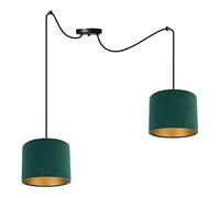 Light-Home Spider Milan Lampadario a Sospensione - Lampadario Ragno - Lampade a Sospensione in Tessuto con Paralume Moderno - 2 Luce - E27 - Verde e Oro