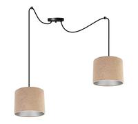 Light-Home Spider Milan Lampadario a Sospensione - Lampadario Ragno - Lampade a Sospensione in Tessuto con Paralume Moderno - 2 Luce - E27 - Beige e Argento